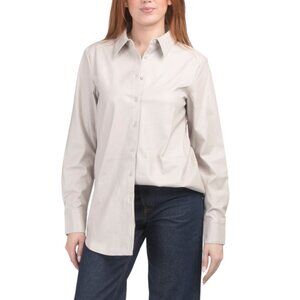 COMMANDO Porcelain Faux Leather Oversized Button Down Top